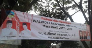 Spanduk Ucapan Selamat Atas Dilantiknya Budi-Yusuf Mulai Bermunculan